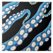 Blue Kraken Octopus Tentacles Art Tegeltje (Voorkant)
