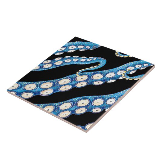 Blue Kraken Octopus Tentacles Art Tegeltje (Zijkant)