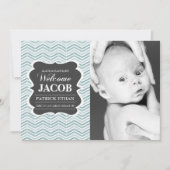 Blue  krijtbord Geboorteaankondiging Aankondiging (Voorkant)