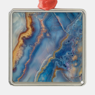 Blue Lace Agate Metalen Ornament