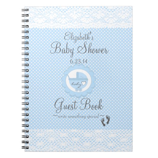 Blue Lace-Baby shower Guest Book Notitieboek (Voorkant)