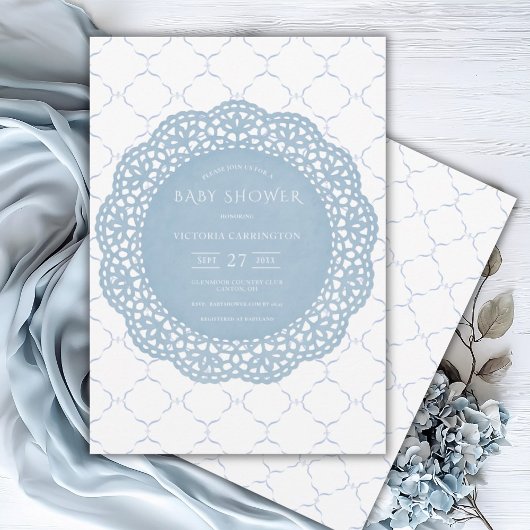Blue Lace  Baby shower Kaart