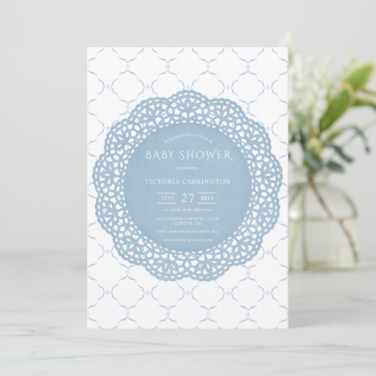 Blue Lace  Baby shower Kaart (Staand voorkant)