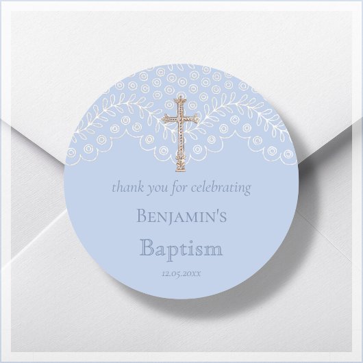 Blue Lace Baptism Hartelijk dank voor uw klassieke Ronde Sticker