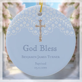 Blue Lace Baptism Keepomwille Ornament