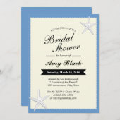 Blue Lace Border Starfish Bridal Shower Uitnodigin Kaart (Voorkant / Achterkant)