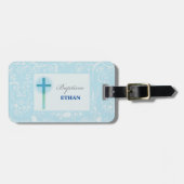 Blue Lace Boy Baptisme Bagagelabel (Voorkant horizontaal)