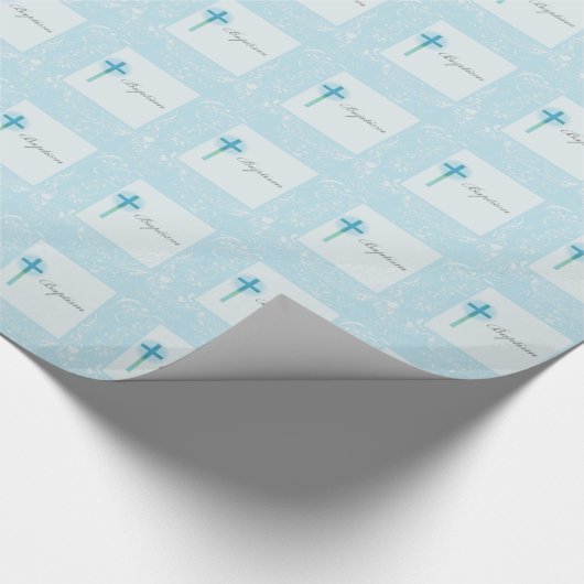 Blue Lace Boy Baptisme Cadeaupapier (Hoek)