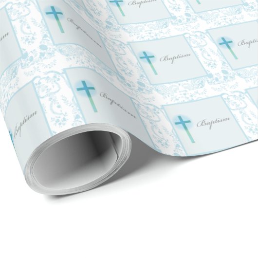 Blue Lace Boy Baptisme Cadeaupapier (Rol Hoek)