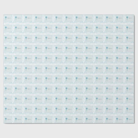 Blue Lace Boy Baptisme Cadeaupapier (Vlak)
