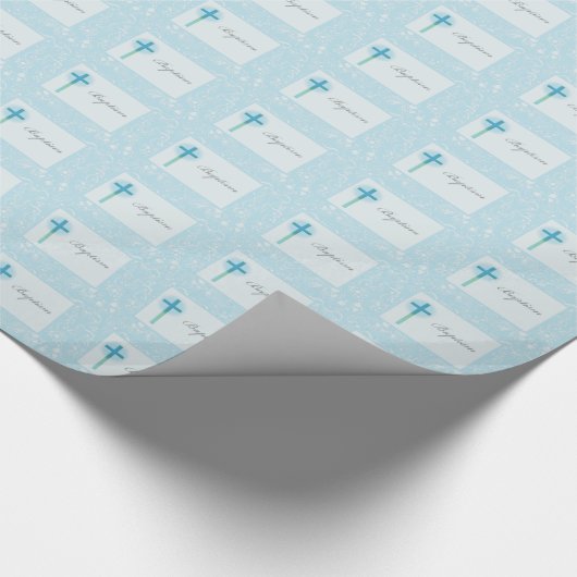 Blue Lace Boy Baptisme Cadeaupapier (Hoek)
