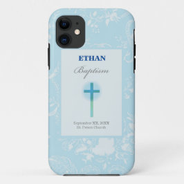 Blue Lace Boy Baptisme iPhone 11 Hoesje