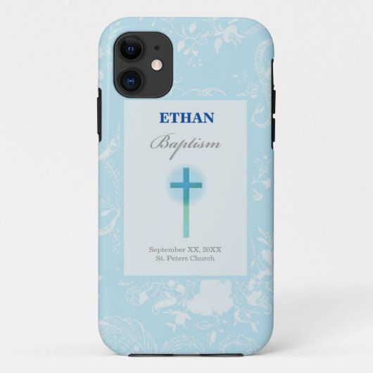 Blue Lace Boy Baptisme Case-Mate iPhone Case (Achterkant)