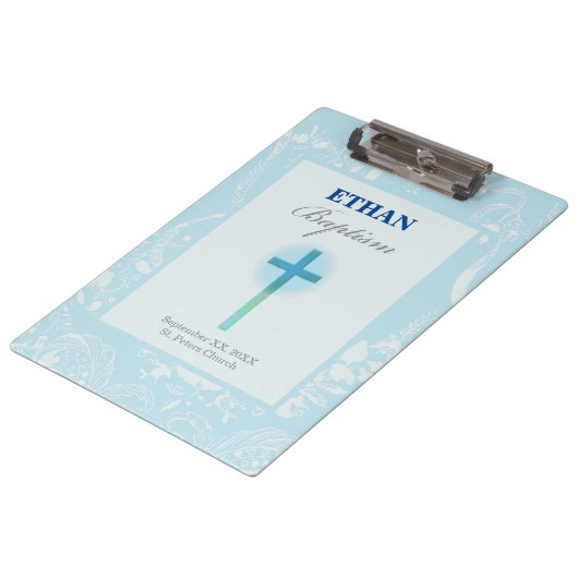 Blue Lace Boy Baptisme Klembord (Gekanteld)