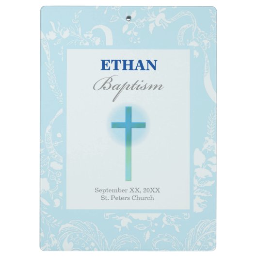 Blue Lace Boy Baptisme Klembord (Achterkant)