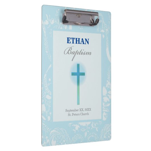Blue Lace Boy Baptisme Klembord (Rechts)