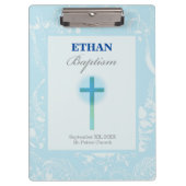 Blue Lace Boy Baptisme Klembord (Voorkant)