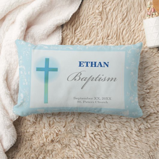 Blue Lace Boy Baptisme Kussen (Deken)