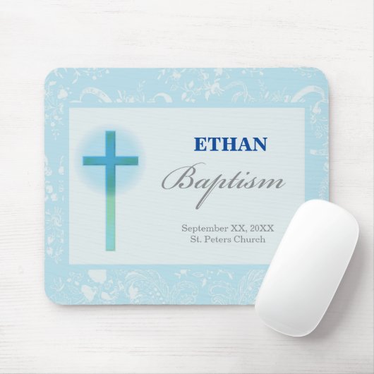 Blue Lace Boy Baptisme Muismat (Met muis)