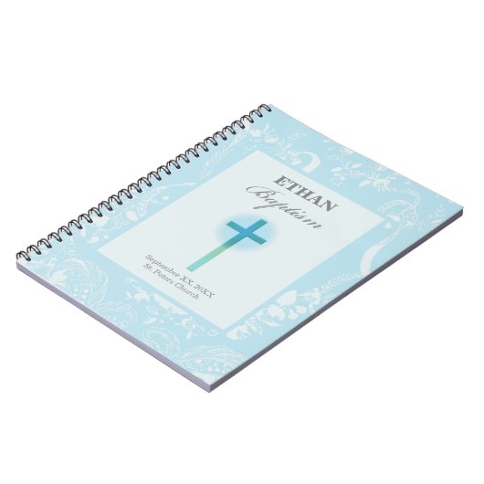 Blue Lace Boy Baptisme Notitieboek (Linkerzijde)