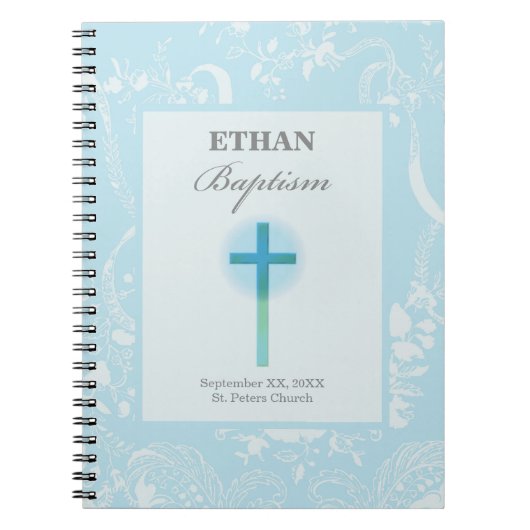Blue Lace Boy Baptisme Notitieboek (Voorkant)