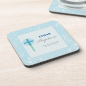 Blue Lace Boy Baptisme Onderzetter (Linkerzijde)