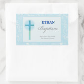 Blue Lace Boy Baptisme Rechthoekige Sticker (Tas)