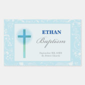 Blue Lace Boy Baptisme Rechthoekige Sticker (Voorkant)