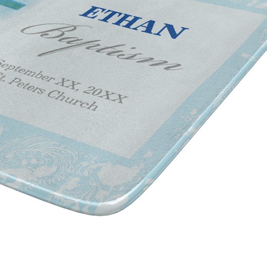 Blue Lace Boy Baptisme Snijplank (Hoek)