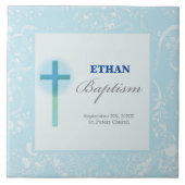 Blue Lace Boy Baptisme Tegeltje (Voorkant)