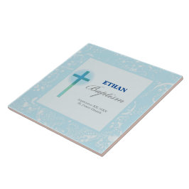 Blue Lace Boy Baptisme Tegeltje