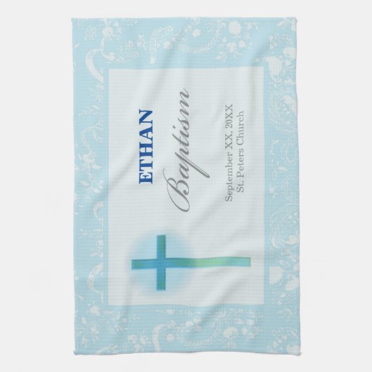 Blue Lace Boy Baptisme Theedoek (Verticaal)