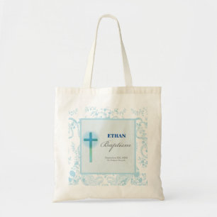 Blue Lace Boy Baptisme Tote Bag