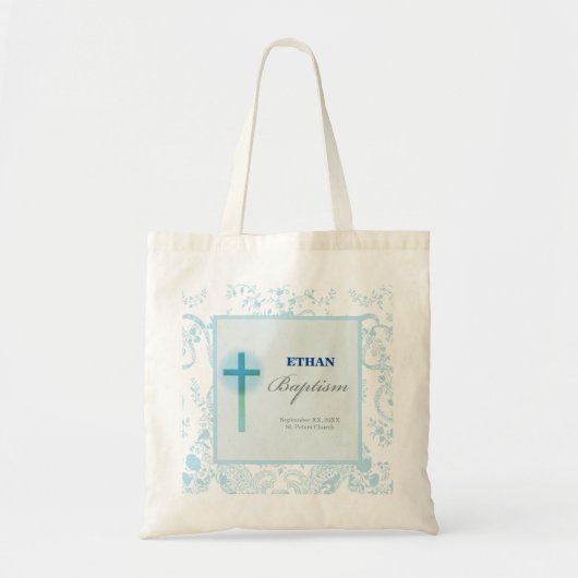 Blue Lace Boy Baptisme Tote Bag (Voorkant)