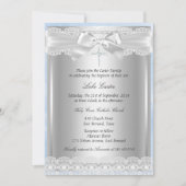 Blue Lace & Cross Baptism/Christening Invitation Kaart (Voorkant)