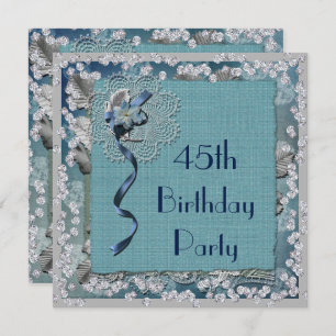 Blue Lace & Diamonds 45th Birthday Kaart