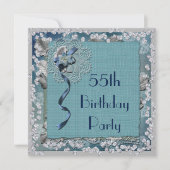 Blue Lace & Diamonds 55th Birthday Kaart (Voorkant)
