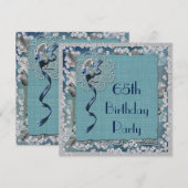 Blue Lace & Diamonds 65th Birthday Kaart (Voorkant / Achterkant)