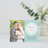 Blue Lace Doily bruiloft dank u Briefkaart (Staand voorkant)