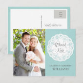 Blue Lace Doily bruiloft dank u Briefkaart (Voorkant / Achterkant)