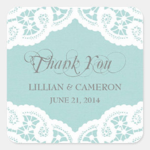 Blue Lace Doily dank u naam Stickers