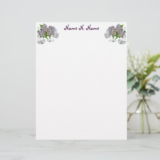 Blue Lace Hydrangea Letterhead Stationery (Staand voorkant)