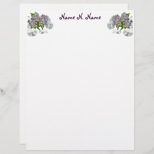 Blue Lace Hydrangea Letterhead Stationery (Voorkant / Achterkant)