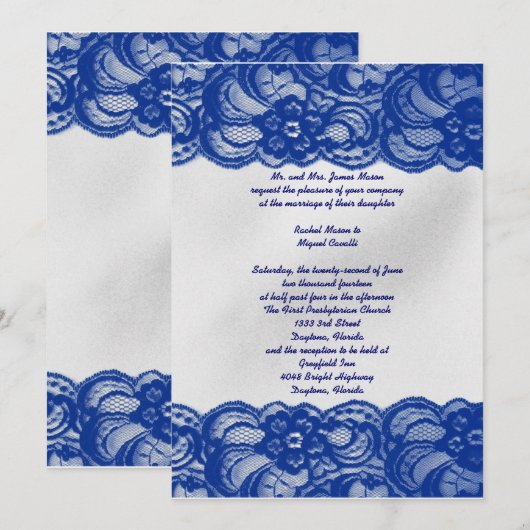 Blue Lace Invites Kaart (Voorkant / Achterkant)
