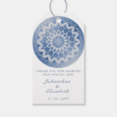 Blue Lace Mandala Wedding Favor Cadeaulabel (Voorkant)