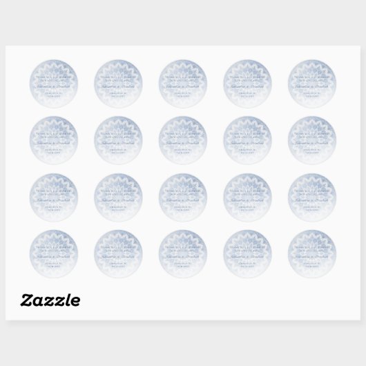 Blue Lace Mandala Wedding Favor Ronde Sticker (Vel)