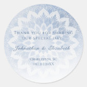 Blue Lace Mandala Wedding Favor Ronde Sticker (Voorkant)