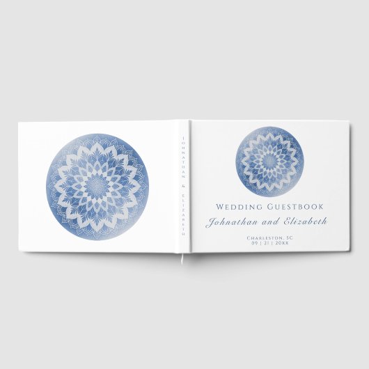 Blue Lace Mandala Wedding Gastenboek (Volledig)
