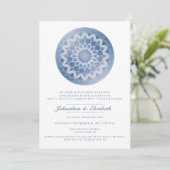 Blue Lace Mandala Wedding Kaart (Staand voorkant)