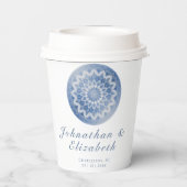 Blue Lace Mandala Wedding Papieren Bekers (Achterkant)